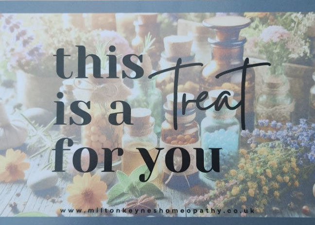 Homeopathic treatment gift vouchers